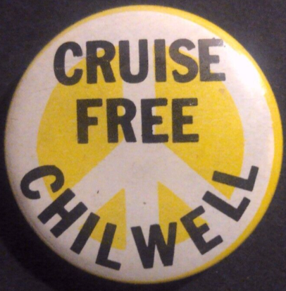 Rusted 1982 CND Badge