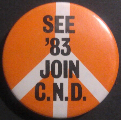 Rusted 1982 CND Badge