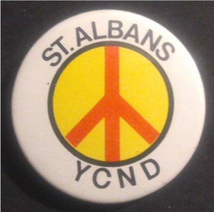 Rusted 1982 CND Badge