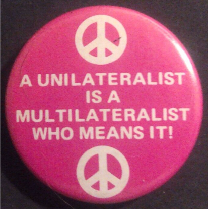 Rusted 1982 CND Badge