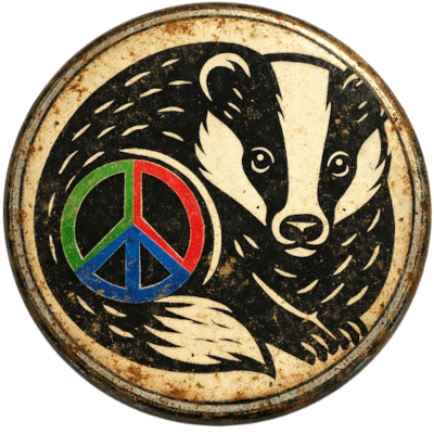Rusted Badger Peace Badge